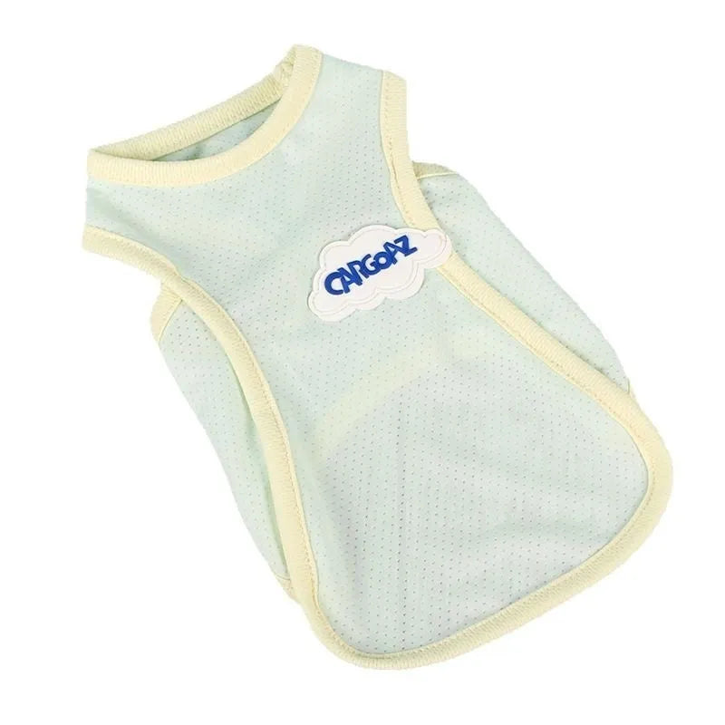 Grass green polyester cat vest with anti-lint properties for summer wear