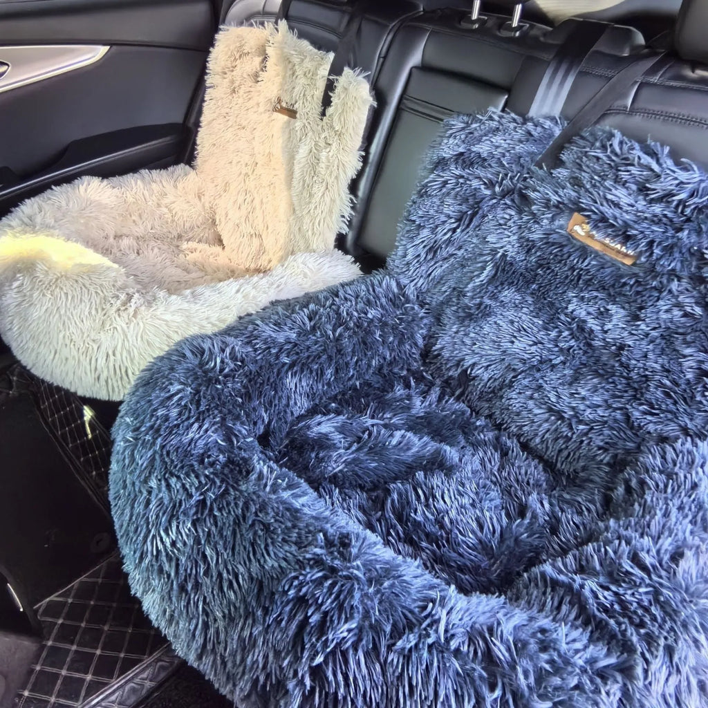 Winter thermal vehicle pet mat in dark grey or beige for single or double car seats