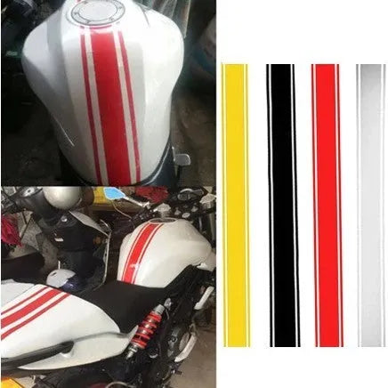 Motorcycle reflective pinstripe sticker for gas tank lid customisation in four colour options