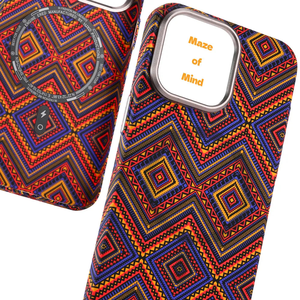 Kevlar pattern magnetic suction phone case for iPhone in Santorini Blue