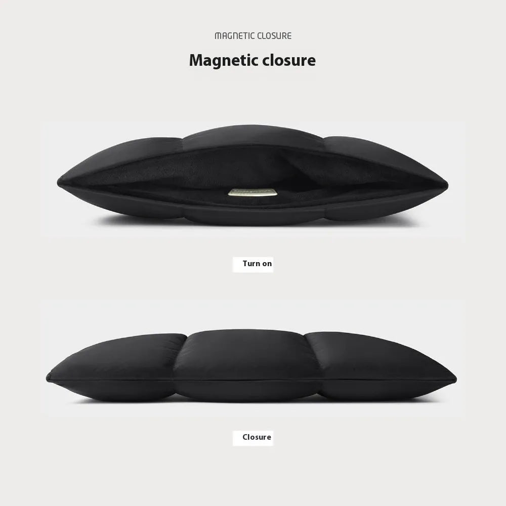 Soft fluffy polyester laptop sleeve in black or khaki with retro sewing details for 13 to 15.6 inch laptops