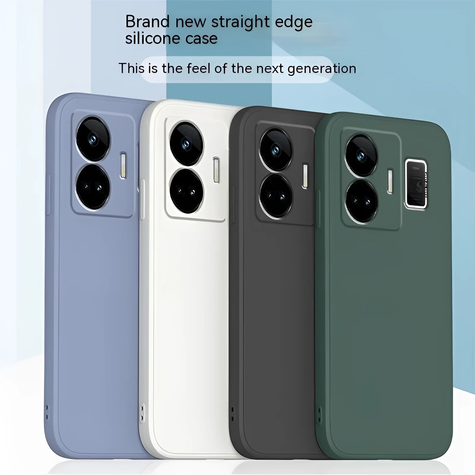 TPU liquid silicone straight edge phone case for OPPO Realme GT Neo5, frosted finish, classic black colour