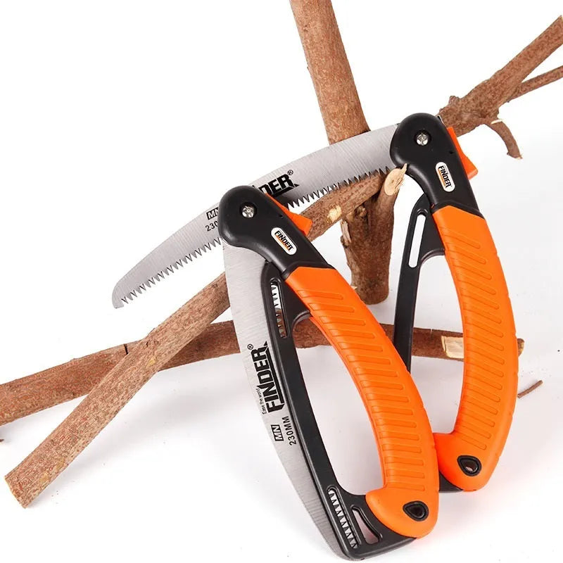9-inch folding garden saw with TPR grip and extended 65MN steel blade
