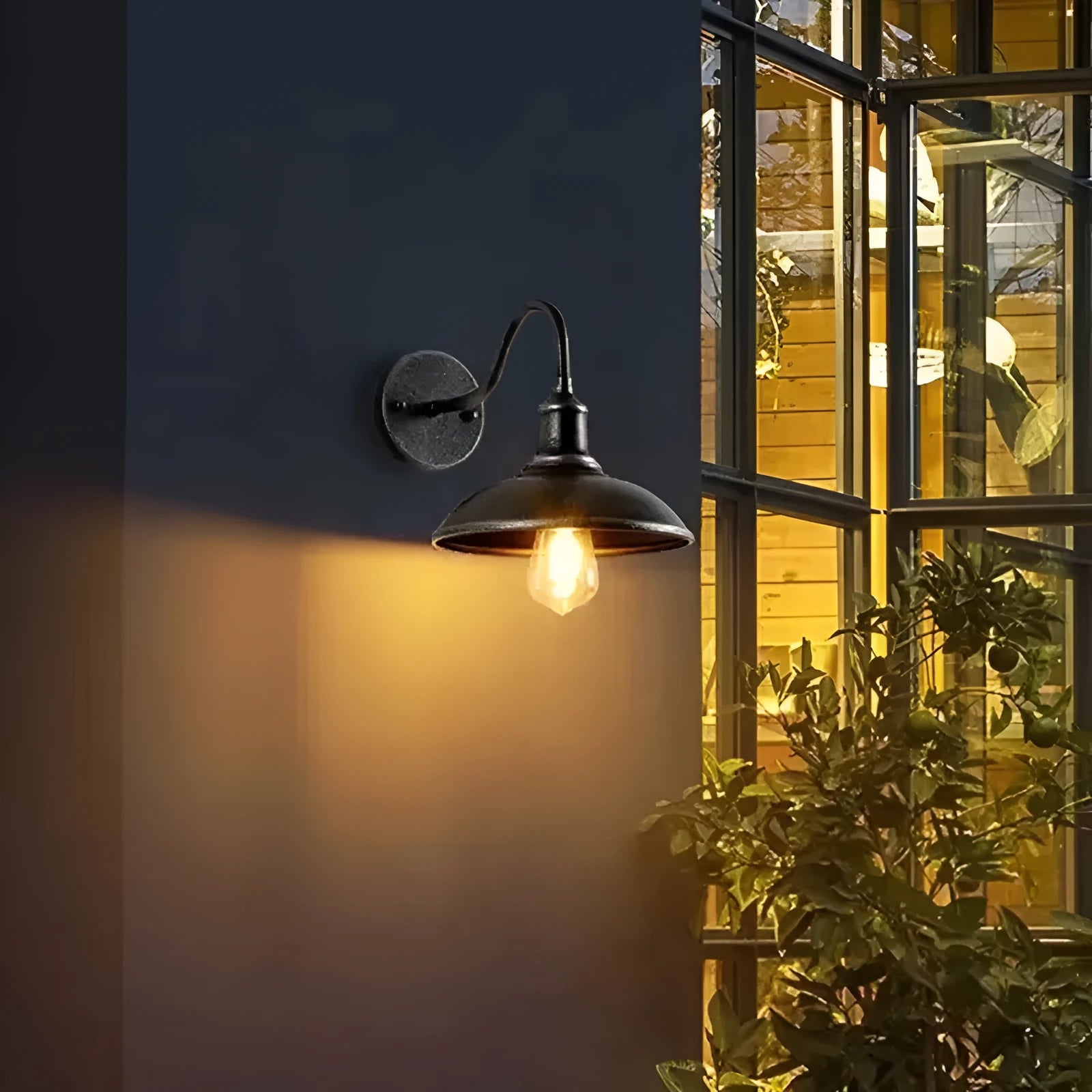 Retro-style villa courtyard wall lamp in silver or copper with right or oblique angle mounting