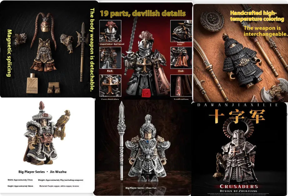 Copper electroplated paladin crusader table ornament with holy sword and shield, national style figurine