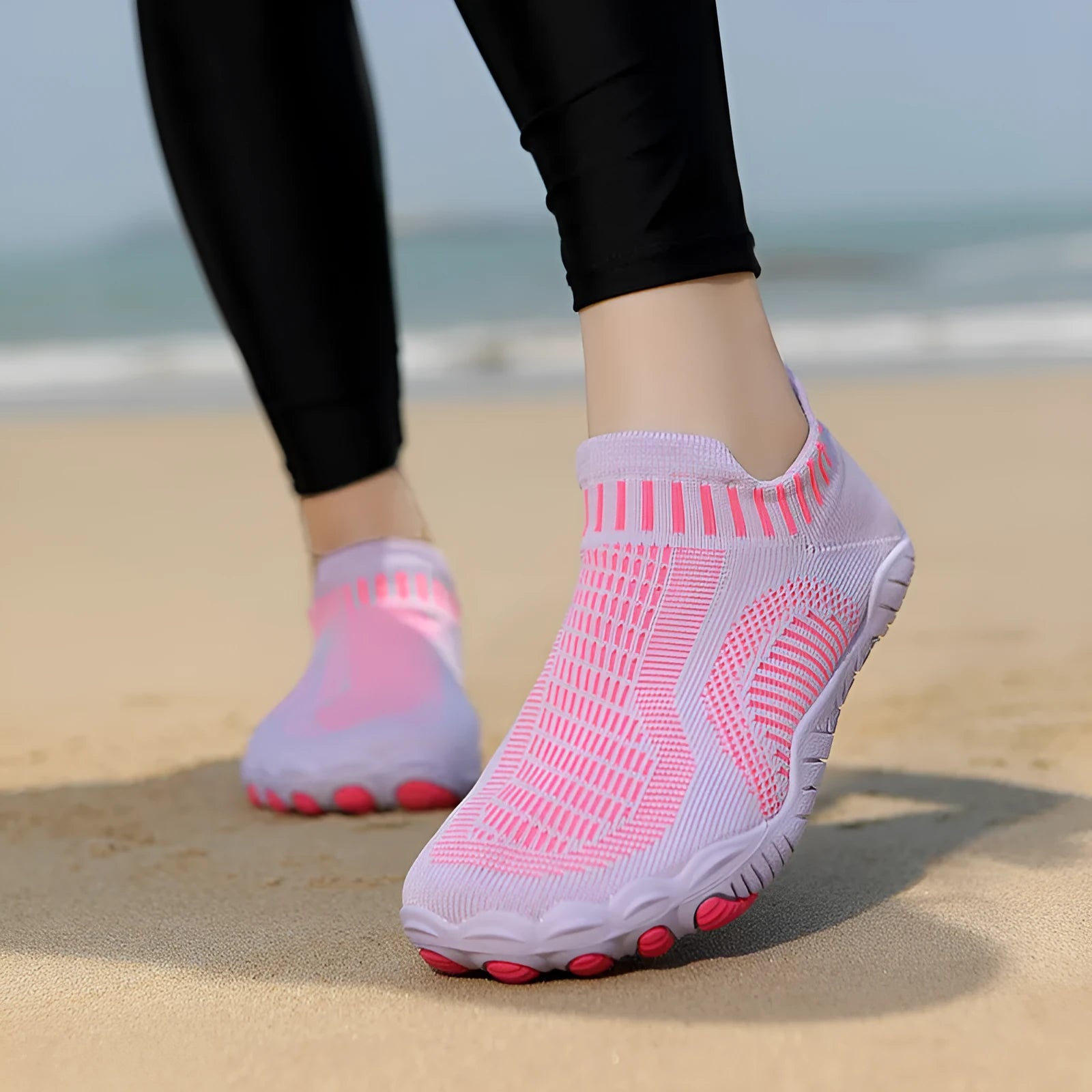 Summer non-slip quick-drying wading shoes with lycra upper and rubber sole in black
