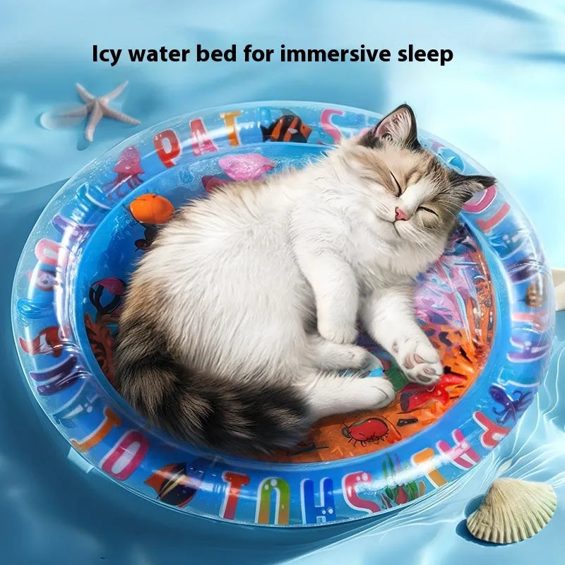 Inflatable PVC water cooling mattress for pets in dolphin design