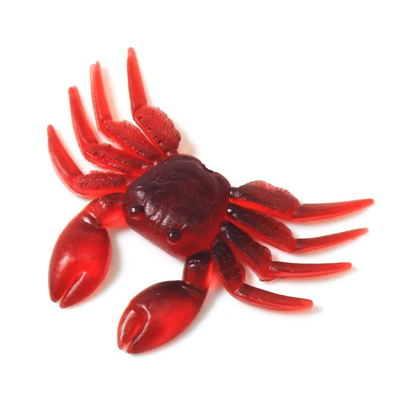 8cm PVC artificial crab fishing lure in red and brown colour variations