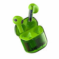 TWS carbon fibre colour printing graphite headphones with white earbuds and charging case