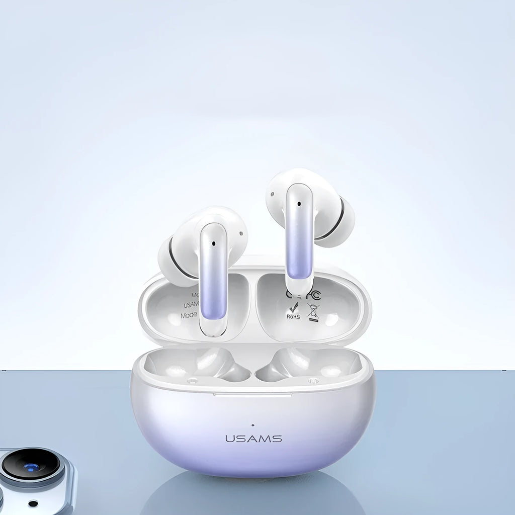 Wireless Bluetooth gaming headset in gradient blue colour showing eSports mode and sports design features