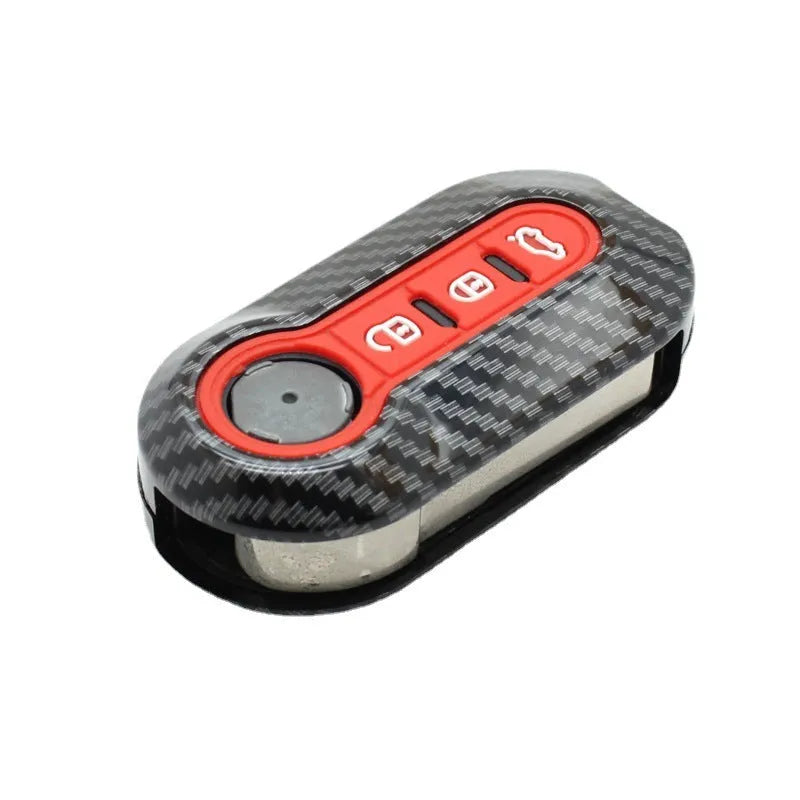 Fiat 500 Boyue Ottimo carbon fibre pattern ABS key case in black, red, dark blue