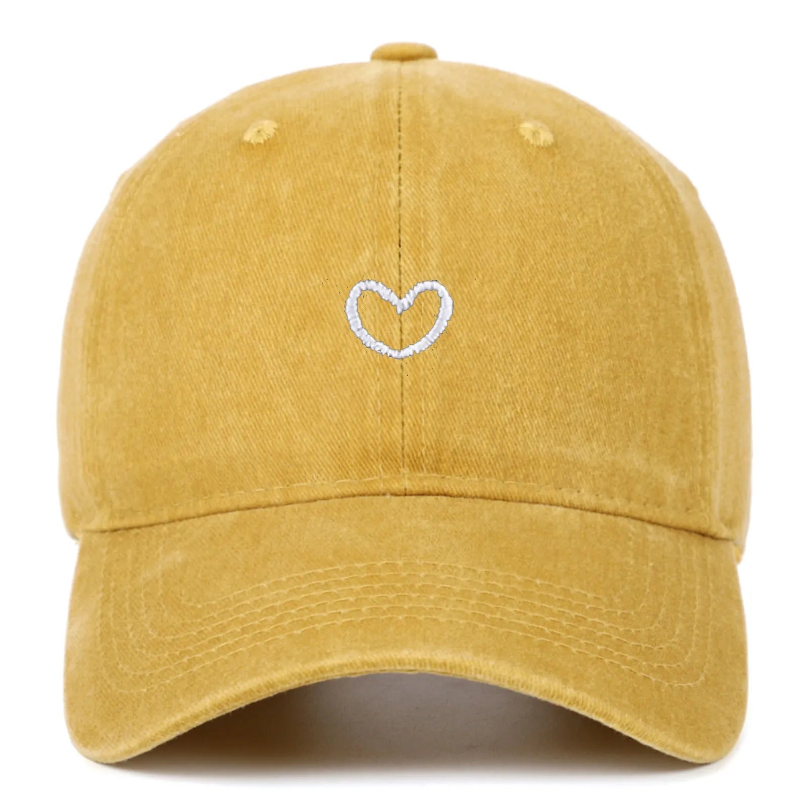 Cotton baseball cap with small love embroidery in adjustable size for sun protection