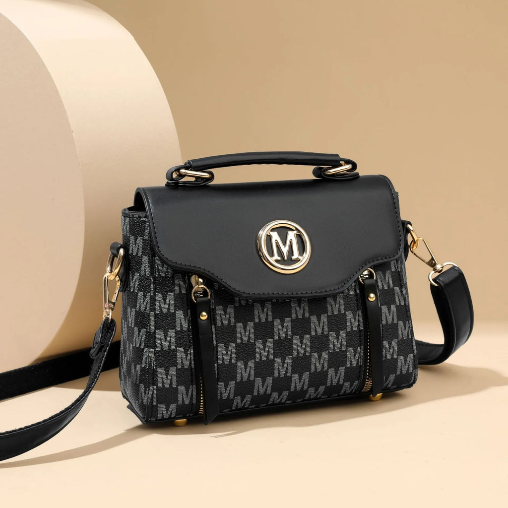 Women's Classic Retro Crossbody Shoulder Handbag in PU Material with Sewing Thread Detailing, Available in Black, Brown, White, Featuring Three-Dimensional Outer Pocket and Sandwich Zipper Internal Compartment, Ideal for Everyday Use or Vintage Styling