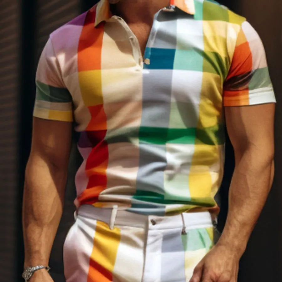 Men's slim fit digital print polyester T-shirt in G32P1102 style, short sleeve, available sizes S to 6XL