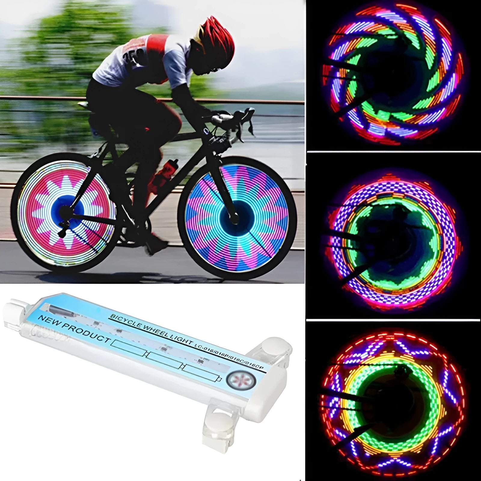 Hot Wheels Colorful Knight bicycle spoke light with 32 LEDs and double-sided patch for mountain bike spoke attachment