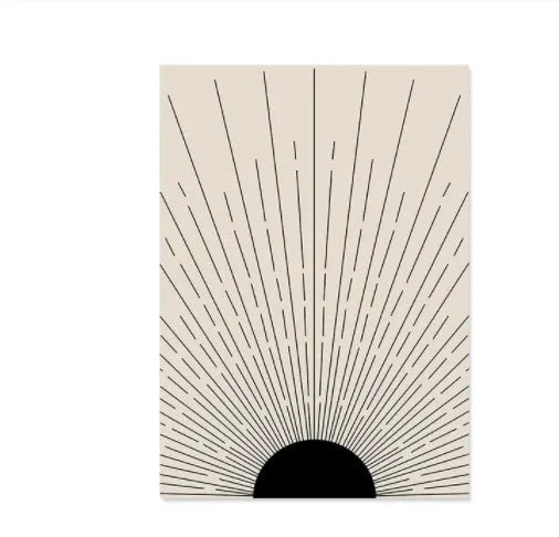 Boho abstract lines animal design canvas wall art in frameless format