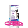 Four dog anxiety relief collars in different colours showing Chinese style monochrome patterns