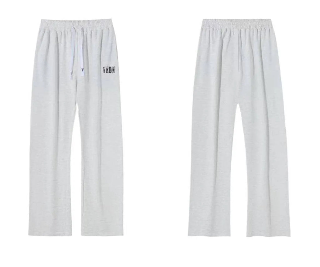 Men's loose casual trousers in grey, made from polyester fibre, size options M to 8XL.