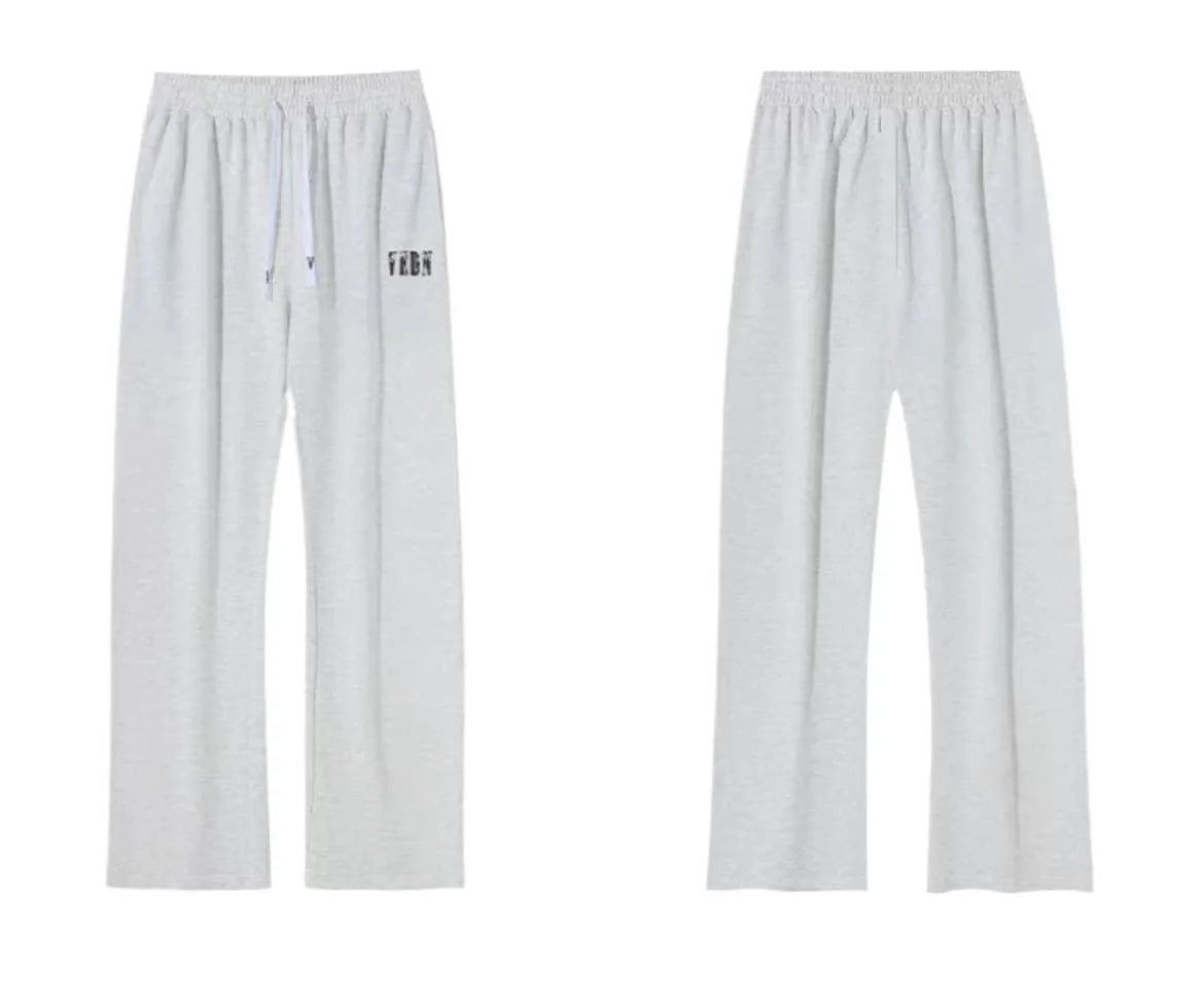 Men's loose casual trousers in grey, made from polyester fibre, size options M to 8XL.