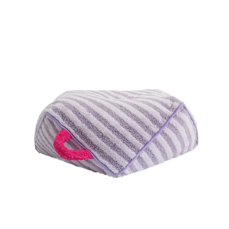 Striped orange purple yellow velvet pet bed with removable cushion for small dogs cats