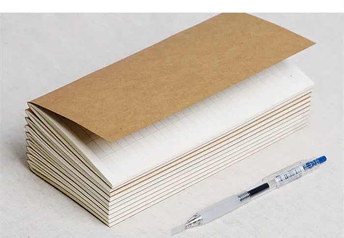 Travel cowhide diary standard refill inner core with 100G ivory white paper and saddle-stitch binding