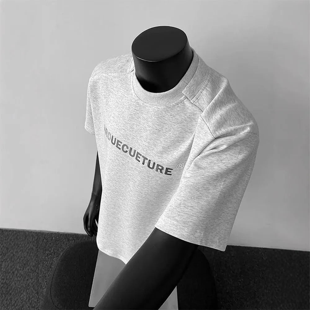 Men's loose fit cotton t-shirt with letter print in black, white or light grey