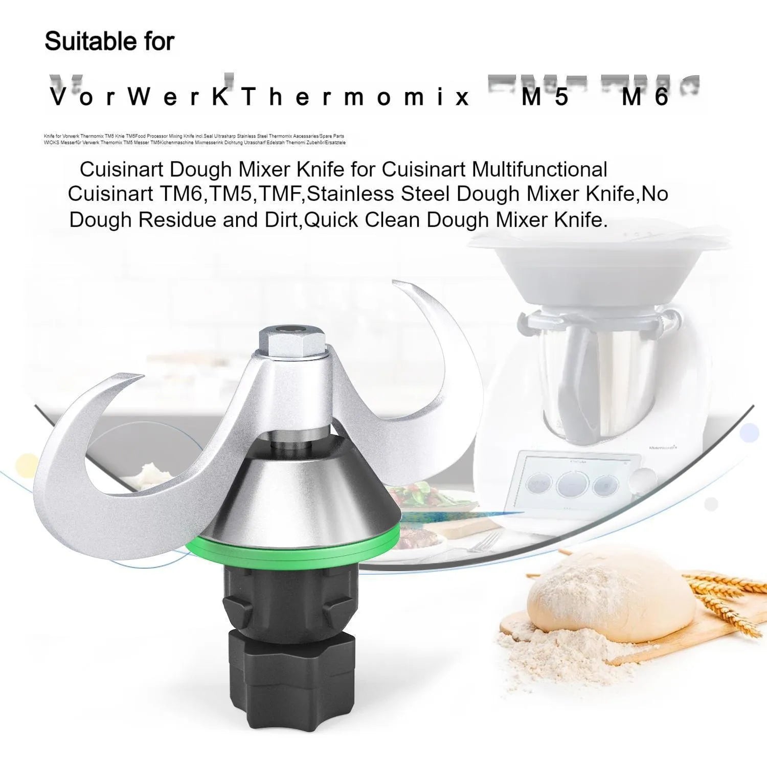 Thermomix ceramic dough kneading knife for TM5 and TM6 machines