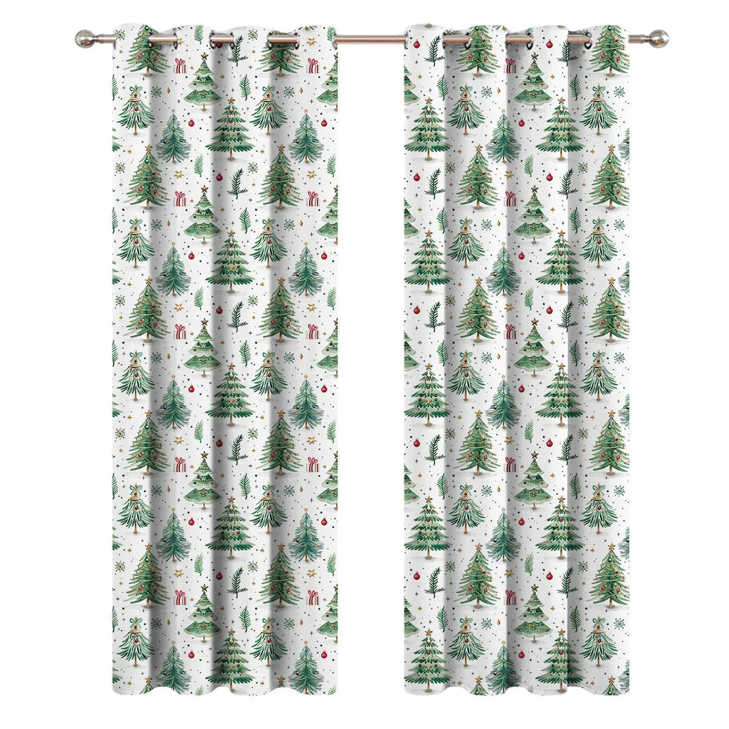 Christmas Forest pattern punching shading curtain in modern simplicity style with polyester construction