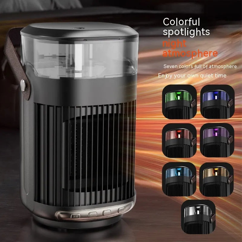 Black portable heater humidifier 2-in-1 unit with compact 24x13x13cm size for desk use
