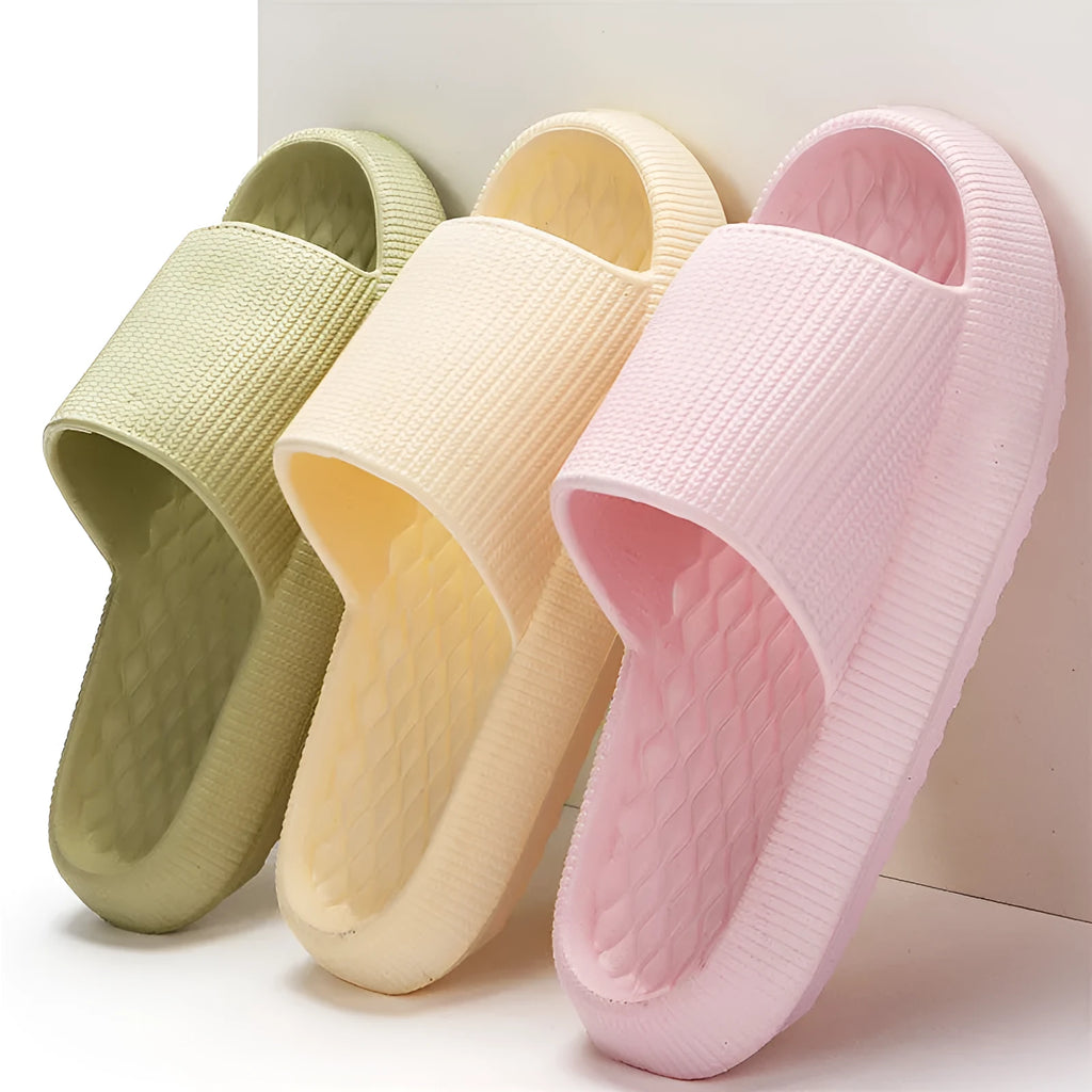 Summer EVA slippers solid colour rhombus stripe anti-slip new women's home shoes