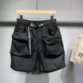 Men's black workwear shorts with pockets, loose fit, and straight leg hem
