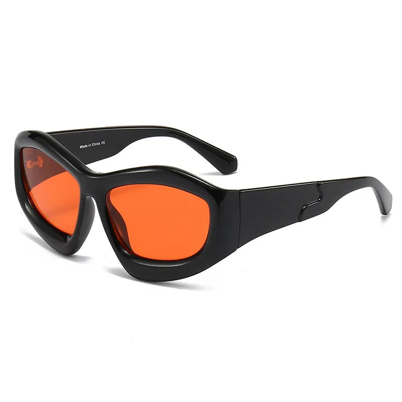 Men and women concave shape sun glasses with black frame and black grey lenses for outdoor riding cycling and driving