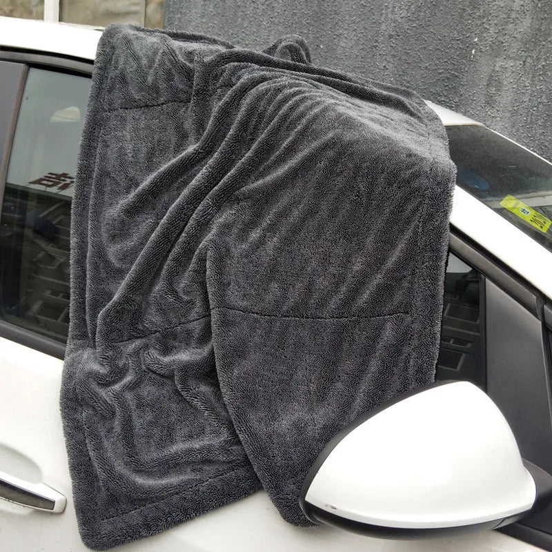 Grey twisted braid microfiber car wash towel 40x40cm for detailing and cleaning