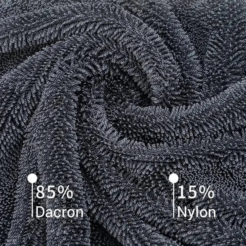 Grey twisted braid microfiber car wash towel 40x40cm for detailing and cleaning