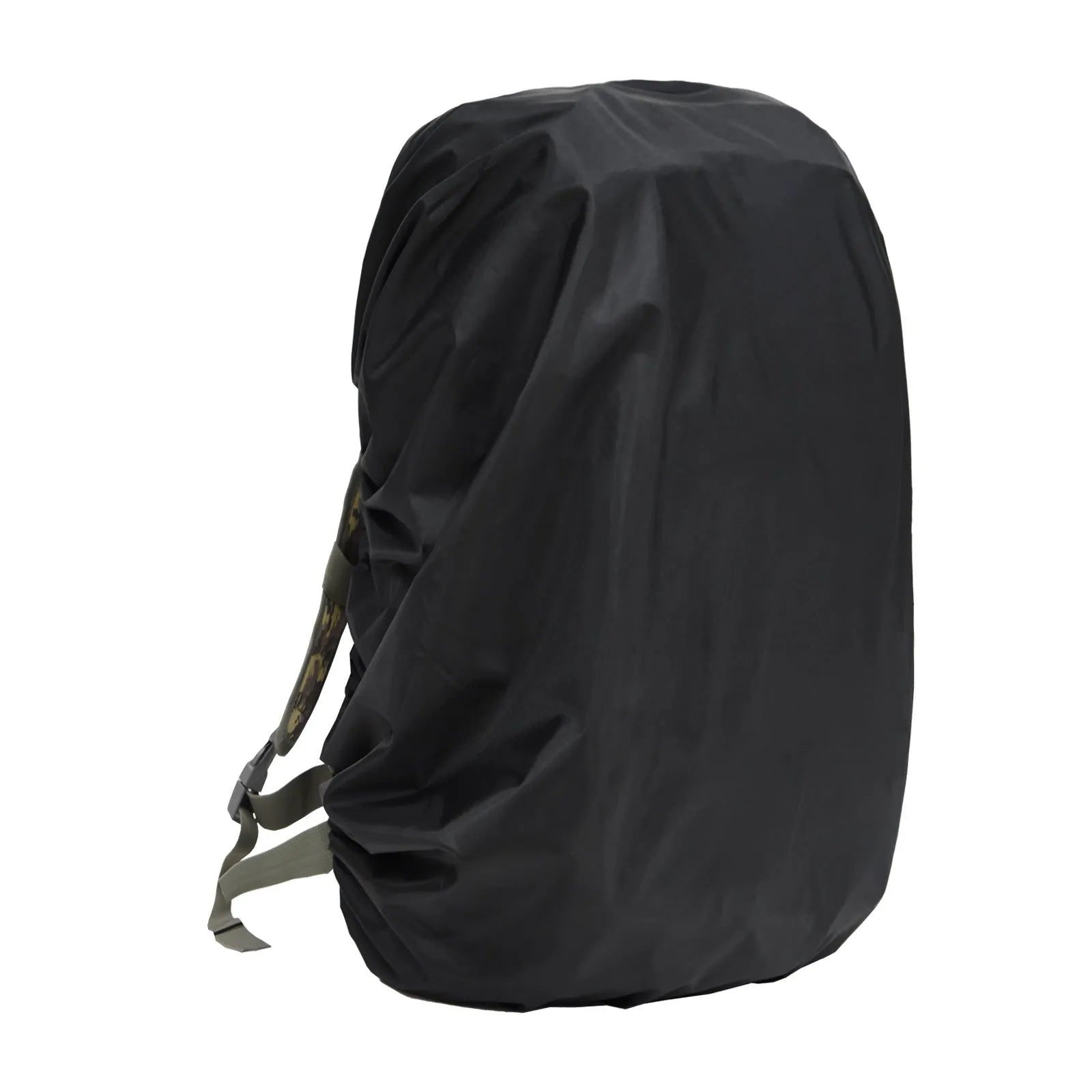 PU material backpack rain cover in army green colour, designed for 80 litre capacity packs.