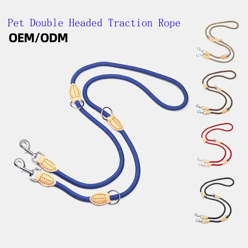 Dog training leash with integrated automatic tightening collar in multiple colour options