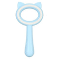 Blue and white double-sided pet grooming brush with deshedding comb and massage tool