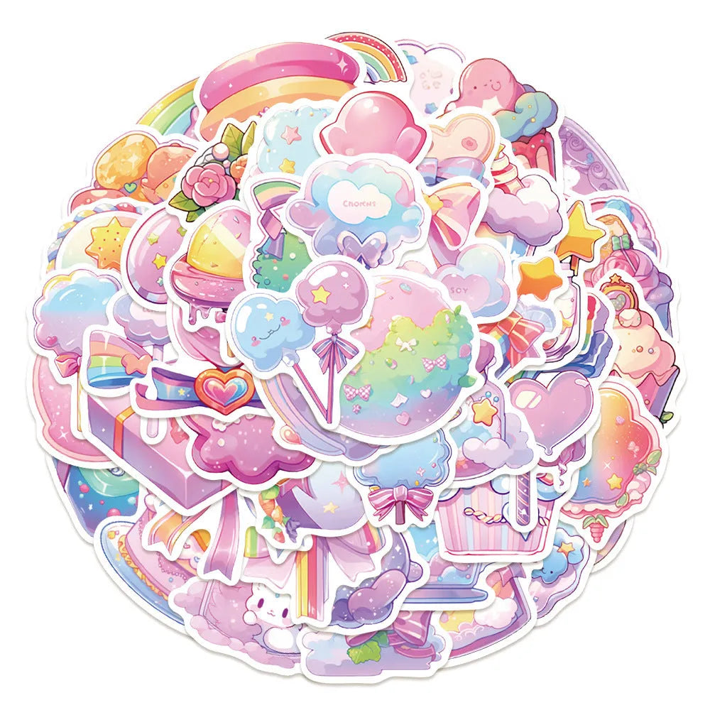 Fresh candy coloured waterproof stickers for hand account decoration measuring 4-7cm
