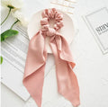 Women's long ribbon hair tie with large intestine ring decoration in cloth material