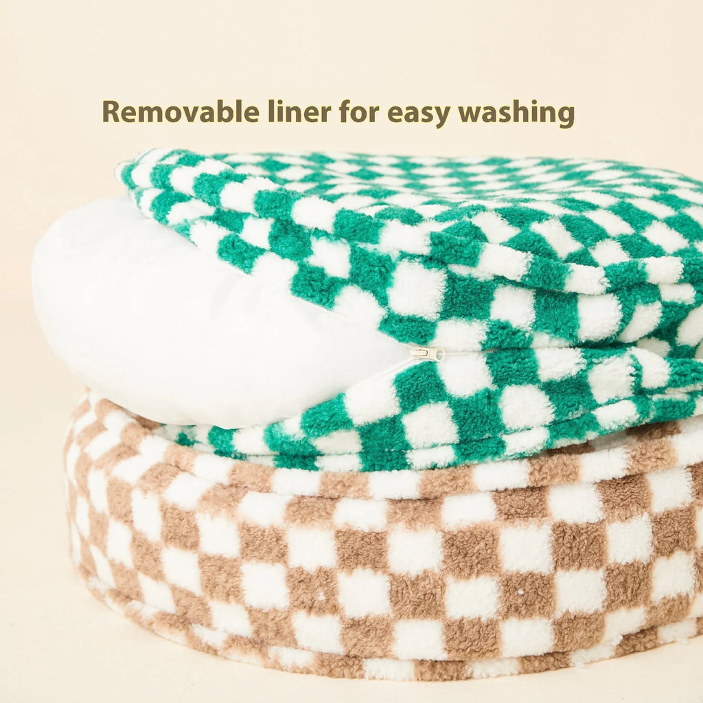 Universal dog kennel in cloth with removable washable cover, available in green, khaki, or Blue Cat, 60cm or 80cm diameter