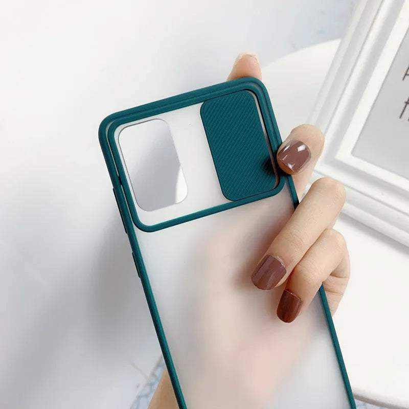 Transparent frosted TPU phone case for Samsung S20 series with lens push-pull mechanism