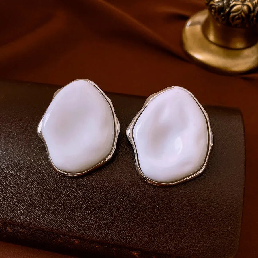 Silver Needle White irregular handmade acrylic earrings for women