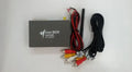 Black car Wi-Fi mirror link box with power cable, AV cable, antenna, and user manual for screen mirroring.