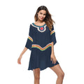 Women's crochet ethnic-style beach cover-up with long sleeves for sun protection