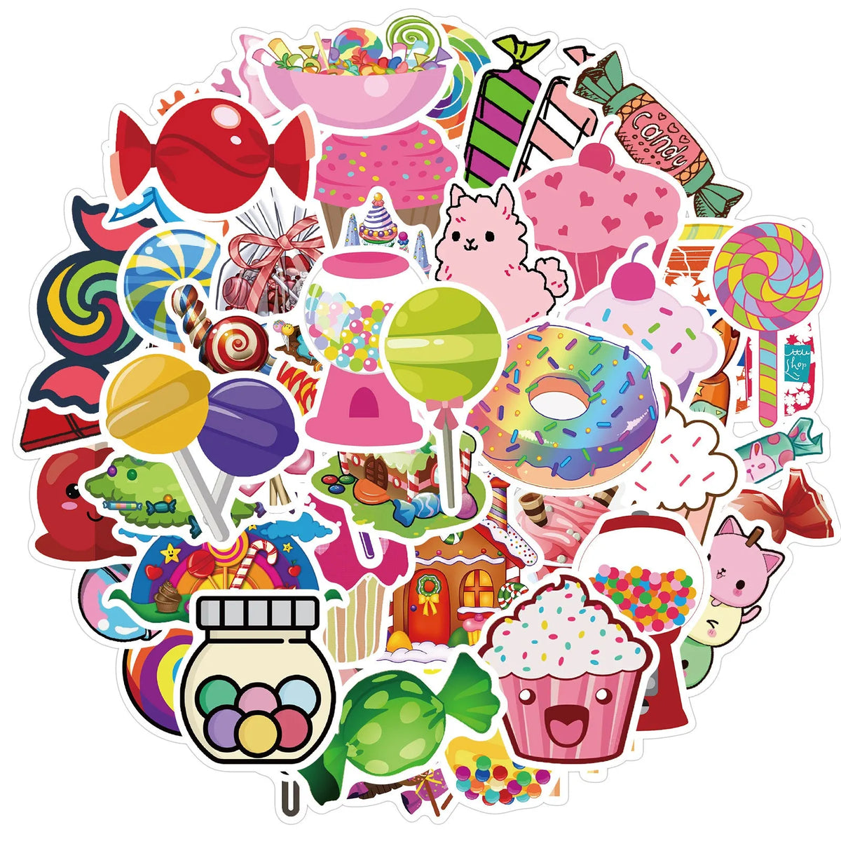 Candy series graffiti stickers pack showing colourful cartoon designs on adhesive sheets