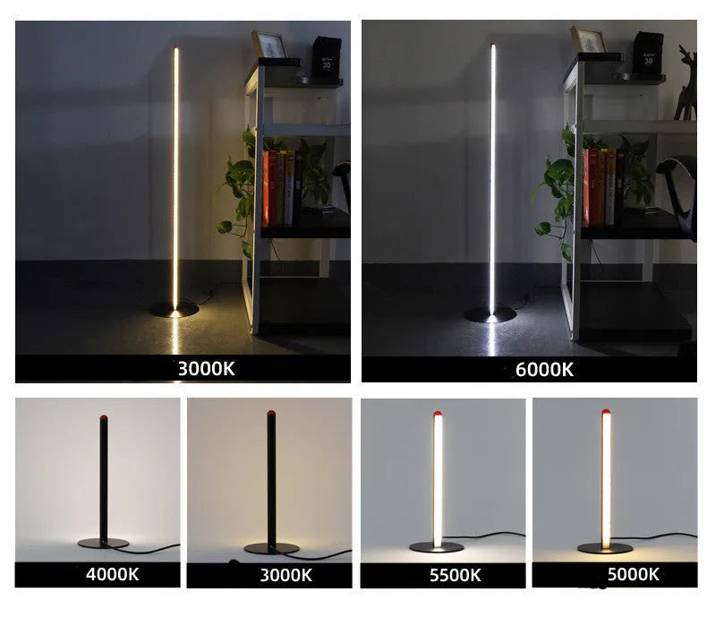 Vertical aluminium alloy floor lamp in modern simplicity style, available in 25cm, 50cm, and 100cm heights.