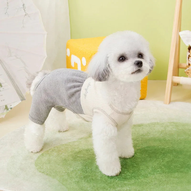 Fashion personalized puppy pajamas clothes in gray for dogs made of soft polyester fabric