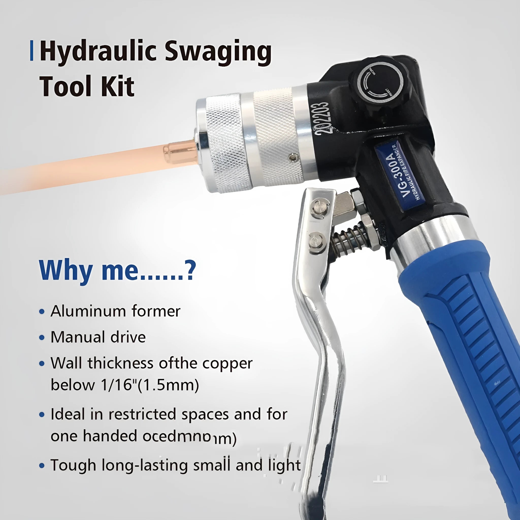 VG-300 style hydraulic tube expander tool for refrigeration maintenance.