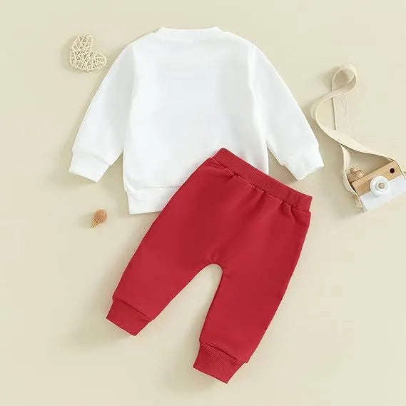 White baby sweatshirt and pants set with Easter letter print, cotton lining, for heights 80-120cm
