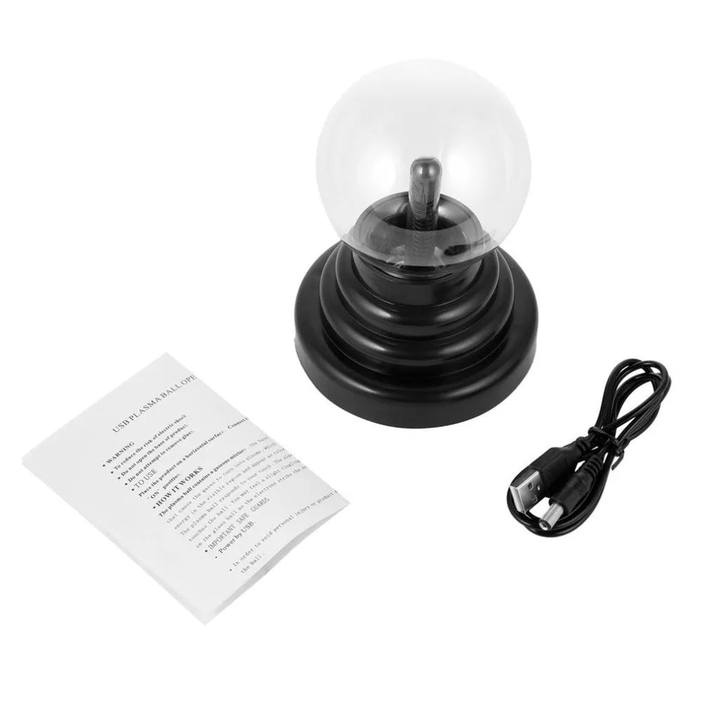 Colourful USB-powered magic ball light with 7.62cm glass sphere on ABS base